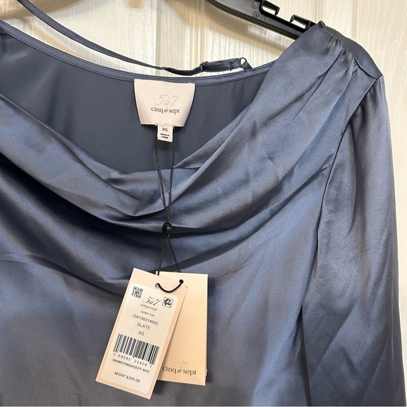 Cinq à Sept Jordy Cowlneck Silk Top in Slate Size XS - Picture 11 of 12